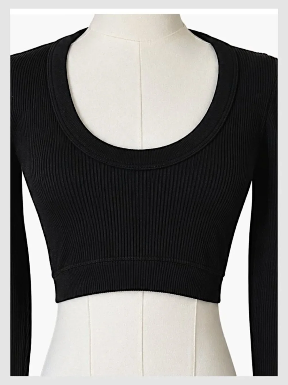 Alo Yoga Long Sleeve Crop Top Black Seamless Ribbed Size S